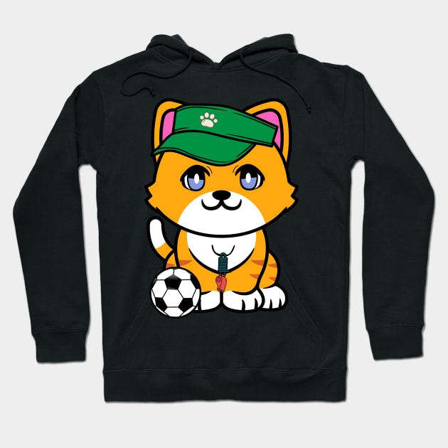 Funny orange cat is a soccer coach Hoodie by Pet Station